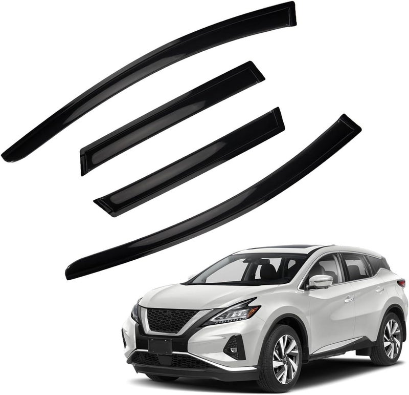 PLDDE Rain Guards Compatible with 2015-2024 Nissan Murano,Tape-On Side Window Visor Wind Deflector Vent Visors Car Accessories 4pcs - Image 1